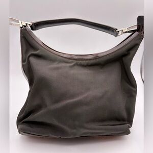 Gucci Black Nylon Shoulder Bag w Leather Trim I